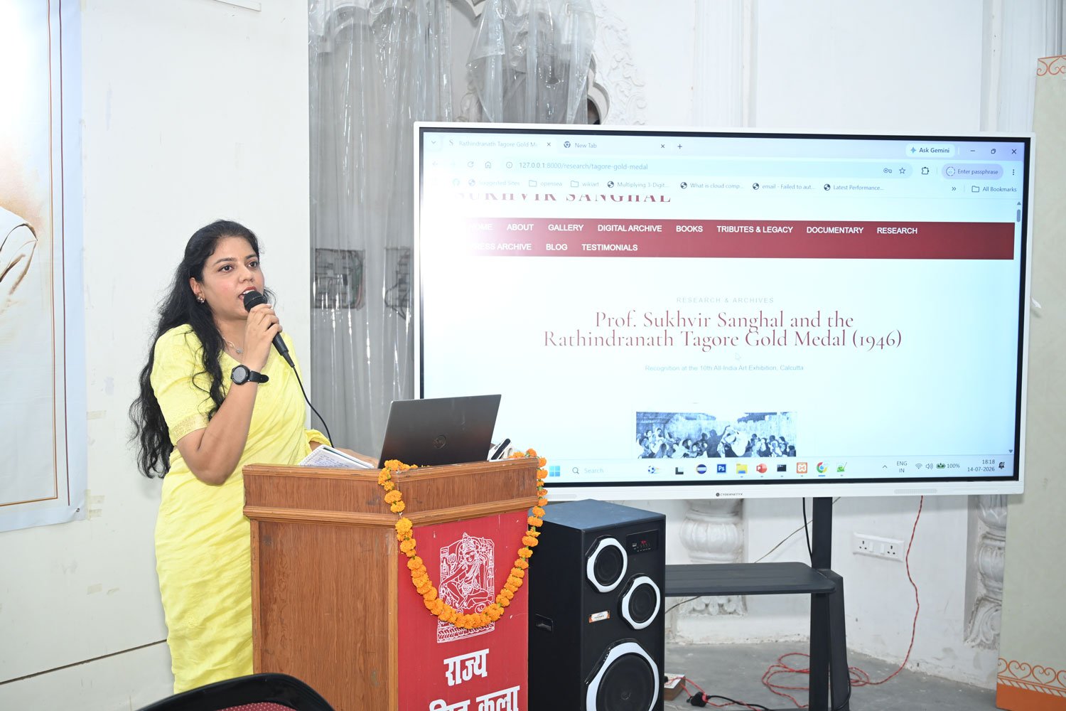 A presentation showcasing the research section of the Sukhvir Sanghal Digital Archive and its historical documentation.