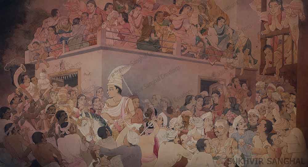marriage-procession painting by sukhvir sanghal
